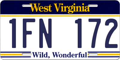 WV license plate 1FN172
