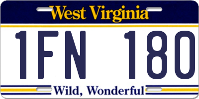 WV license plate 1FN180
