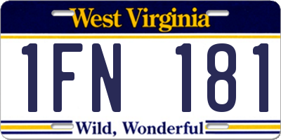 WV license plate 1FN181