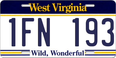 WV license plate 1FN193