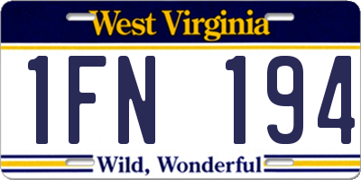 WV license plate 1FN194
