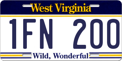 WV license plate 1FN200