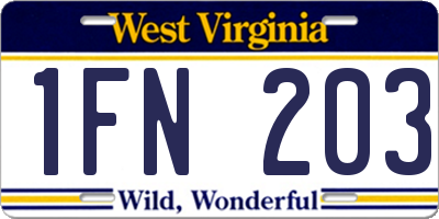 WV license plate 1FN203