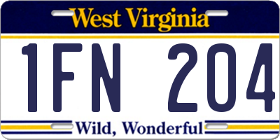 WV license plate 1FN204