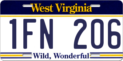 WV license plate 1FN206