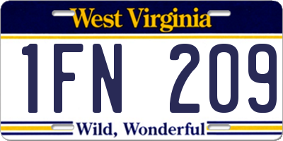 WV license plate 1FN209