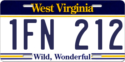 WV license plate 1FN212