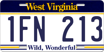 WV license plate 1FN213
