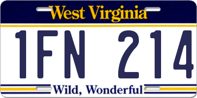 WV license plate 1FN214