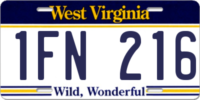 WV license plate 1FN216