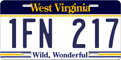 WV license plate 1FN217