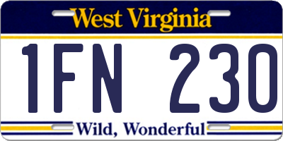 WV license plate 1FN230
