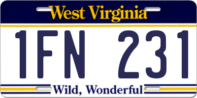 WV license plate 1FN231