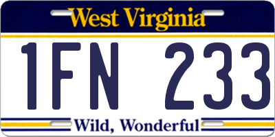 WV license plate 1FN233