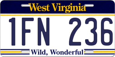 WV license plate 1FN236