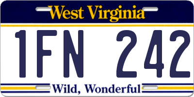 WV license plate 1FN242