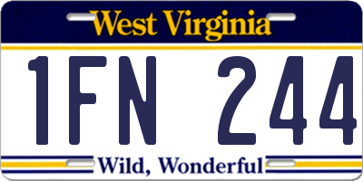WV license plate 1FN244