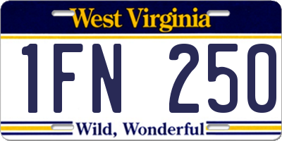 WV license plate 1FN250