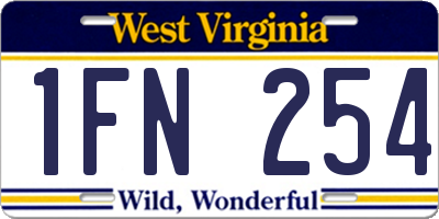WV license plate 1FN254