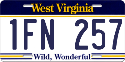 WV license plate 1FN257