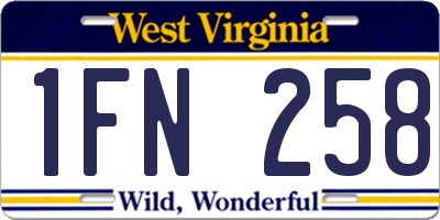 WV license plate 1FN258