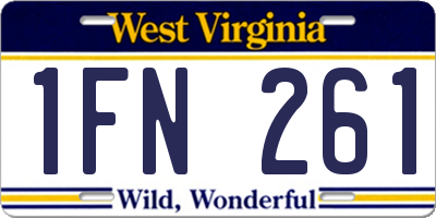 WV license plate 1FN261