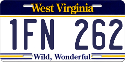 WV license plate 1FN262