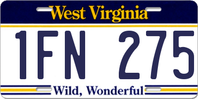 WV license plate 1FN275