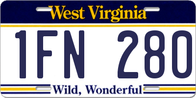 WV license plate 1FN280