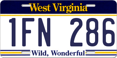 WV license plate 1FN286