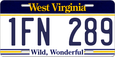 WV license plate 1FN289