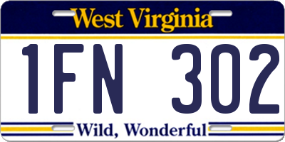 WV license plate 1FN302