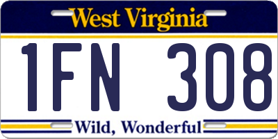 WV license plate 1FN308