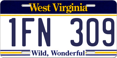 WV license plate 1FN309