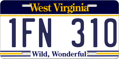 WV license plate 1FN310