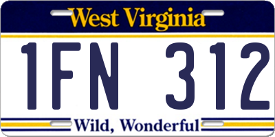 WV license plate 1FN312