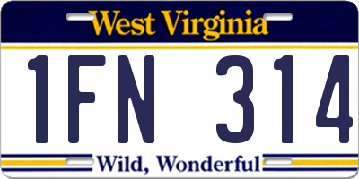 WV license plate 1FN314
