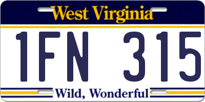 WV license plate 1FN315