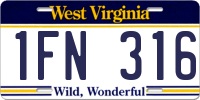 WV license plate 1FN316
