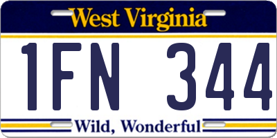 WV license plate 1FN344