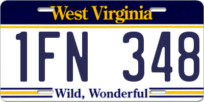 WV license plate 1FN348