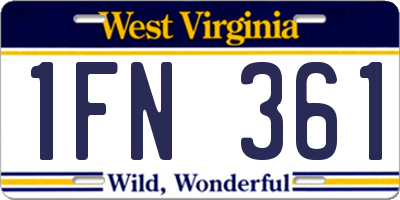 WV license plate 1FN361