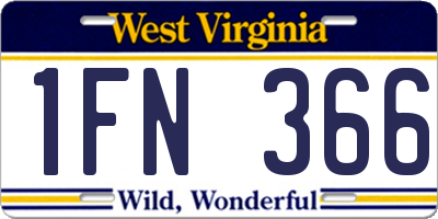 WV license plate 1FN366