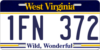 WV license plate 1FN372