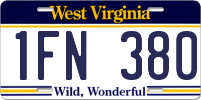 WV license plate 1FN380