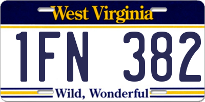WV license plate 1FN382