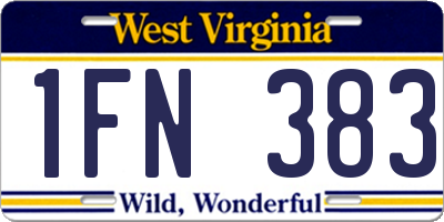 WV license plate 1FN383