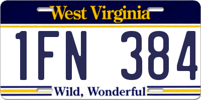 WV license plate 1FN384