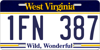 WV license plate 1FN387