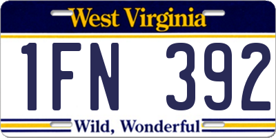 WV license plate 1FN392